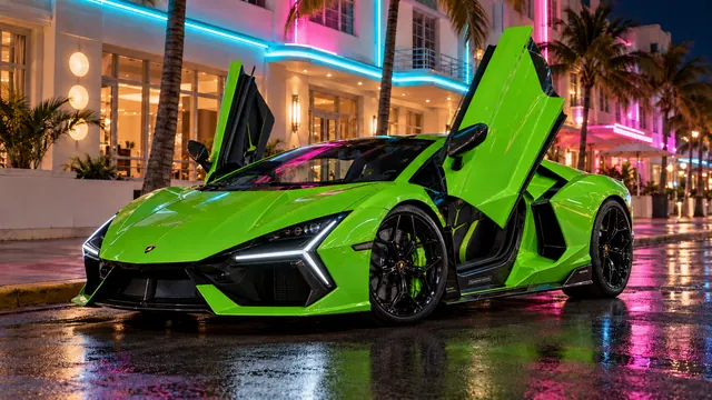 The Lamborghini Revuelto with its doors up